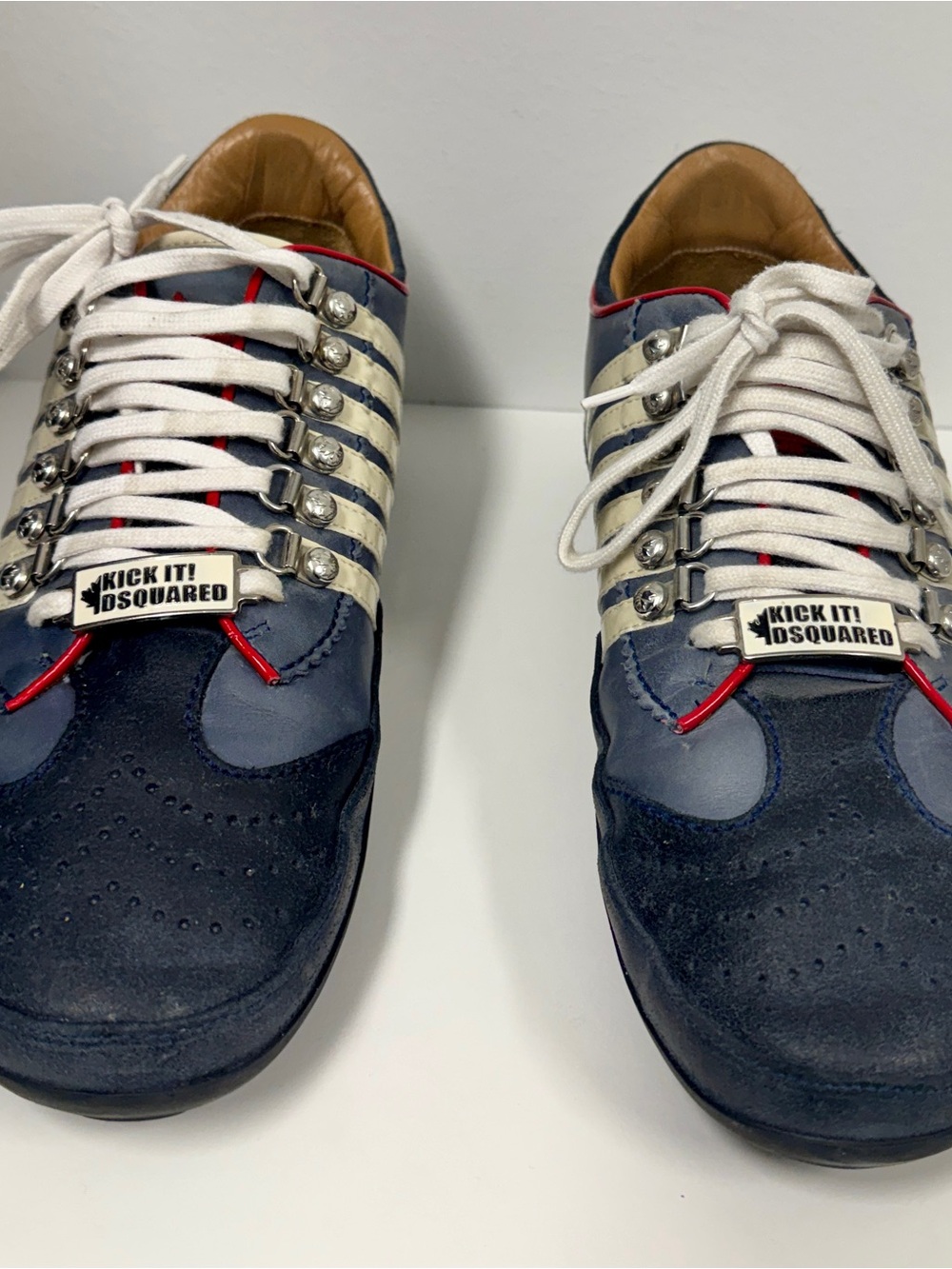 DSquared2 'Kick It!' Navy and White Men's Sneakers